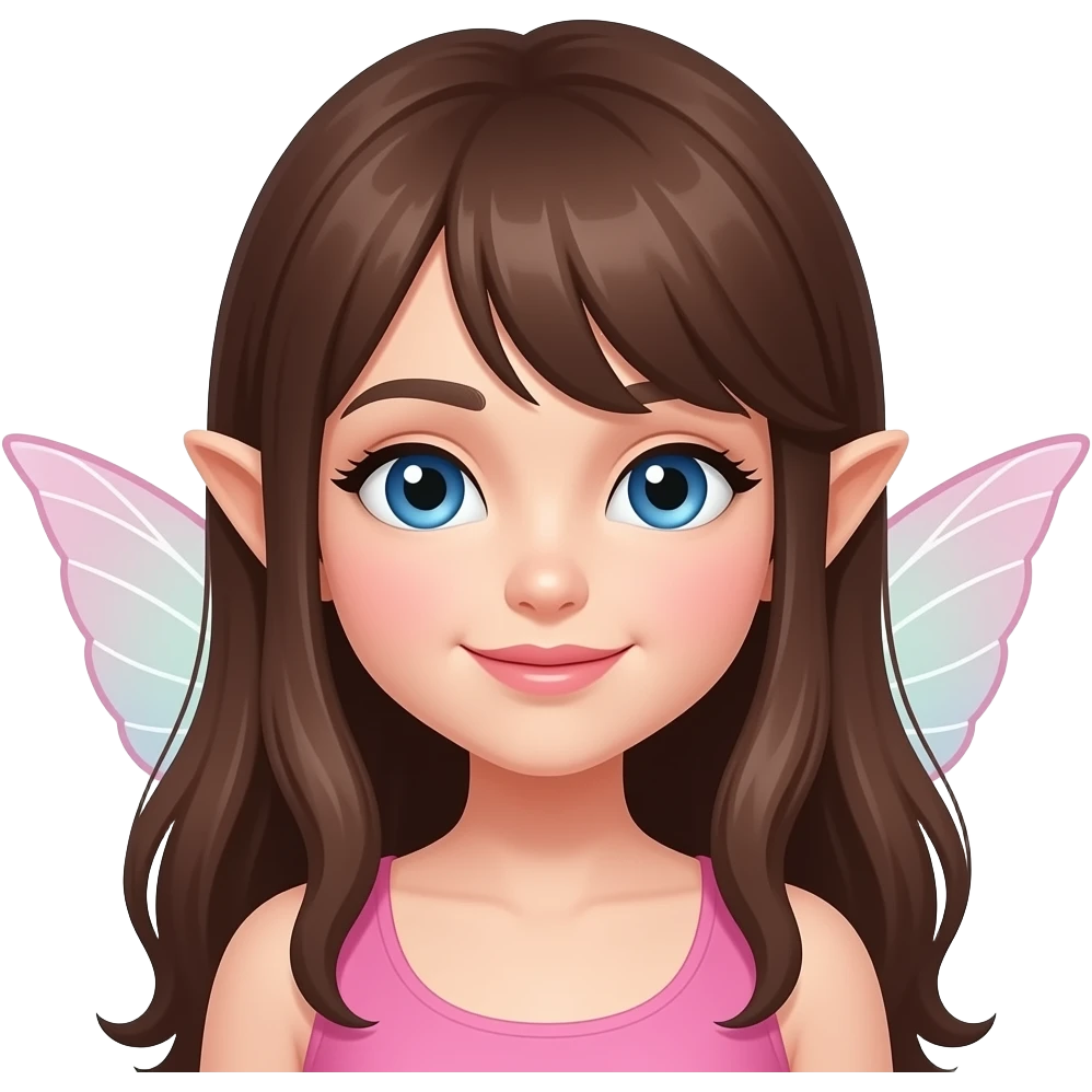brown hair blue eyes pink fairy emoji