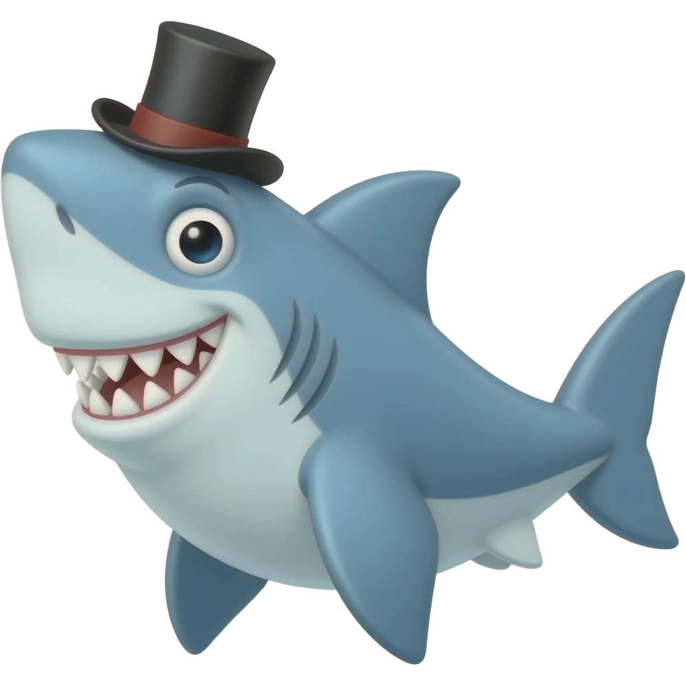 Shark with a top hat emoji