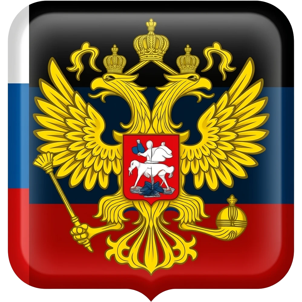 черно-желто-белого имперского флага России С двуглавым орлом с гербами губерний и Георгием победоносцем во средине emoji