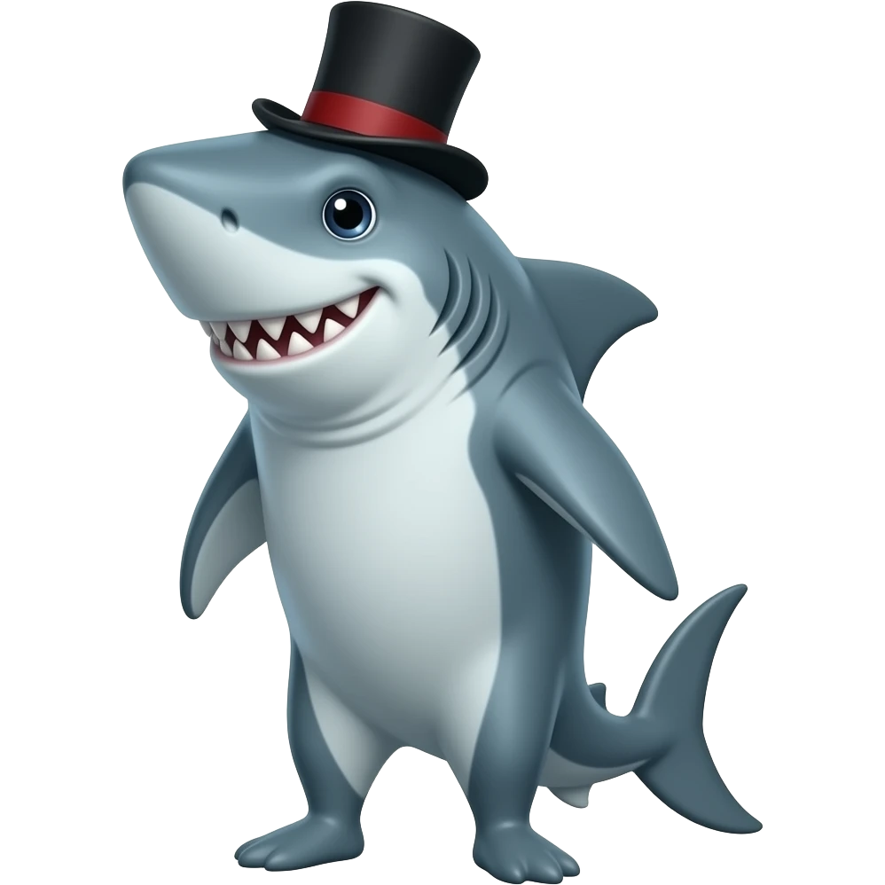 Shark with a top hat emoji
