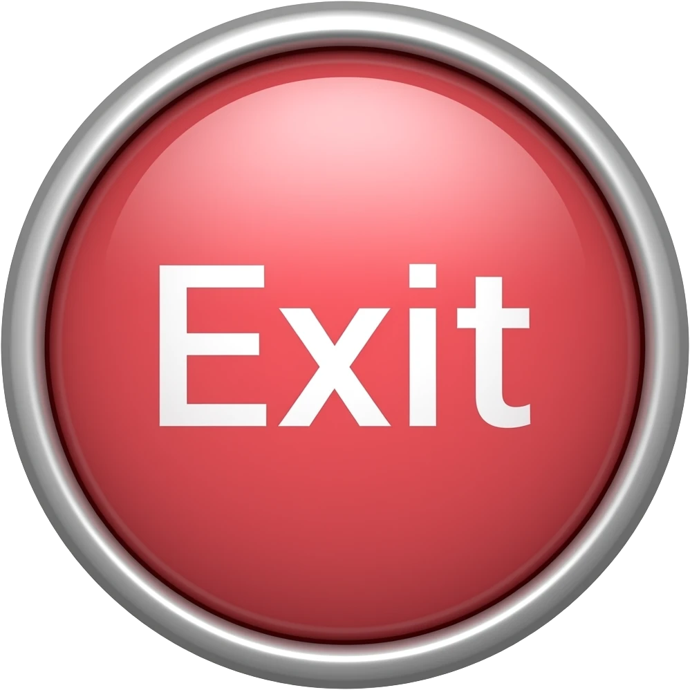 a red exit button using the color ff4d70.  having the word exit on it. round shape emoji