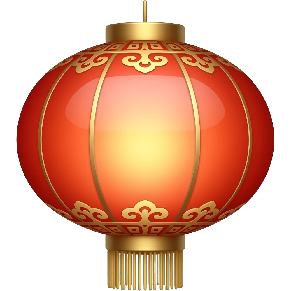 red beige ornamented chinese lantern emoji