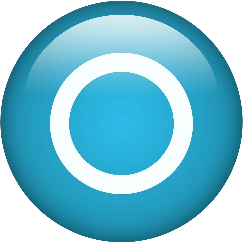 Blauer Kreis der leicht in turquoise richting geht mit weißem Haken drin Der Haken soll nicht eckig sein sondern rund und schön emoji