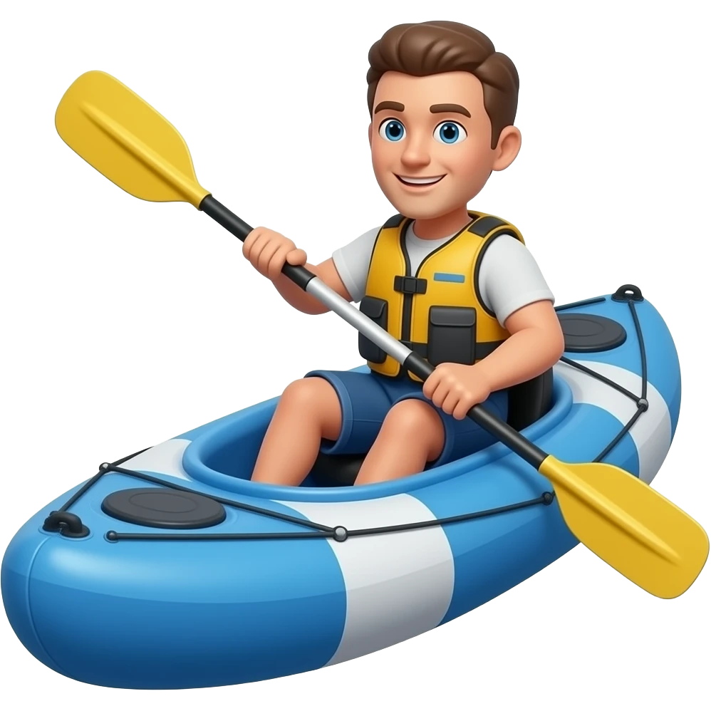 inflatable kayak 3d  with man color 003B73 emoji