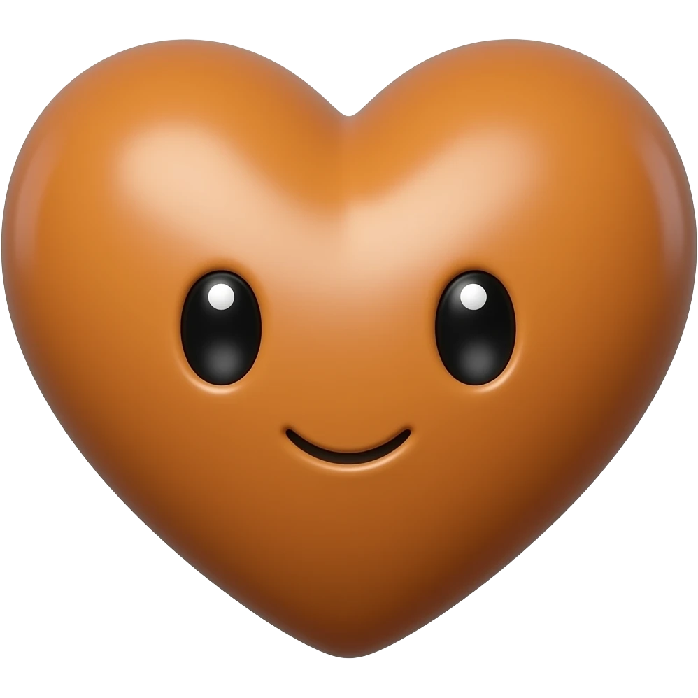 brown heart, 3d, cute emoji