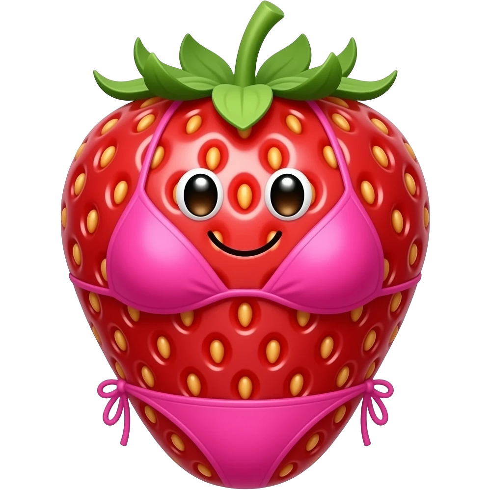 strawberry with face, bikini emoji