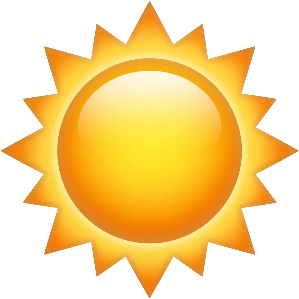 Create high-quality glossy emojis with a vibrant modern style.Make the emojis look premium, shiny, and eye-catching with bright highlights, smooth gradients, soft reflections, and glowing details. Sun emoji emoji