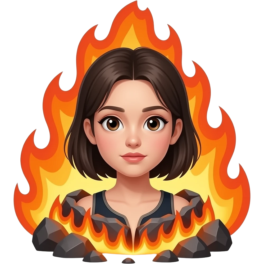 Огромный бюст девушки падающий в виле метеорита обьятый огнем emoji