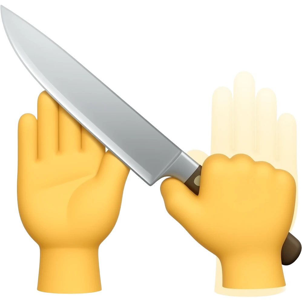 Side view of Yellow Hand holding knife, other side of hand emoji