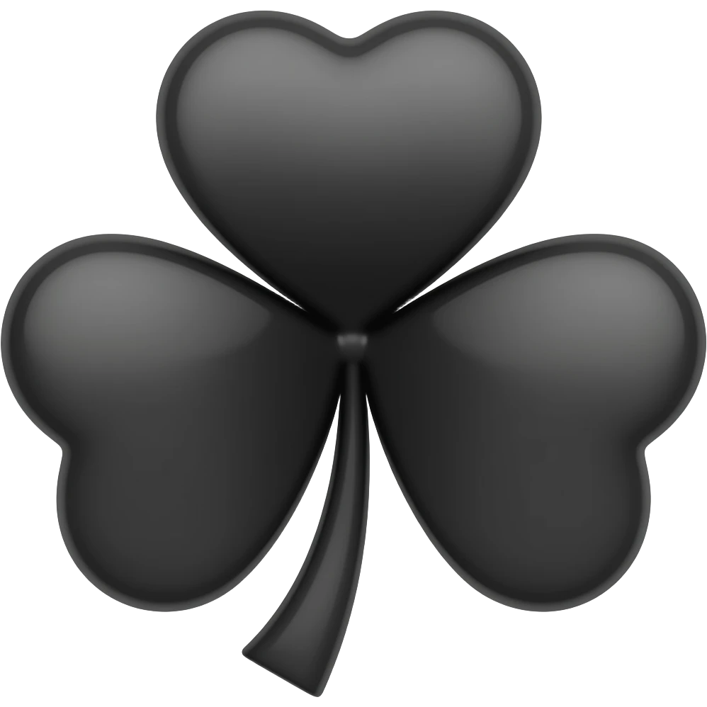 Haz un trébol de 5 hojas de color negro con bordes redondos, sin el tallo emoji