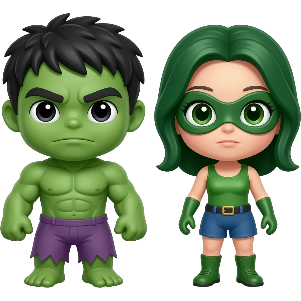 Mini cute Hulk with she hulk emoji