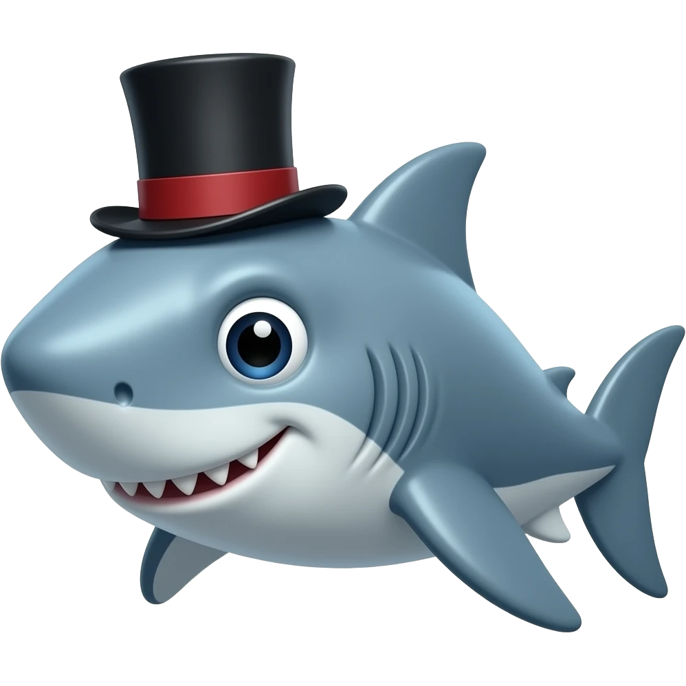 Shark with a top hat emoji