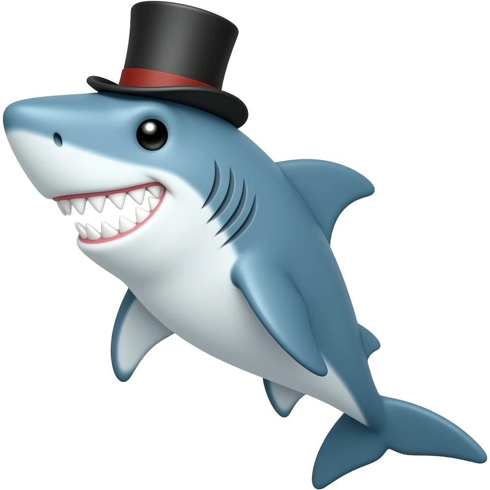 Shark with a top hat emoji