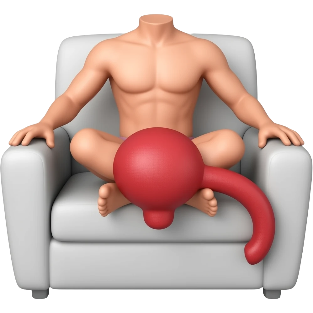 Мужской половой орган  сидит  в кресле emoji