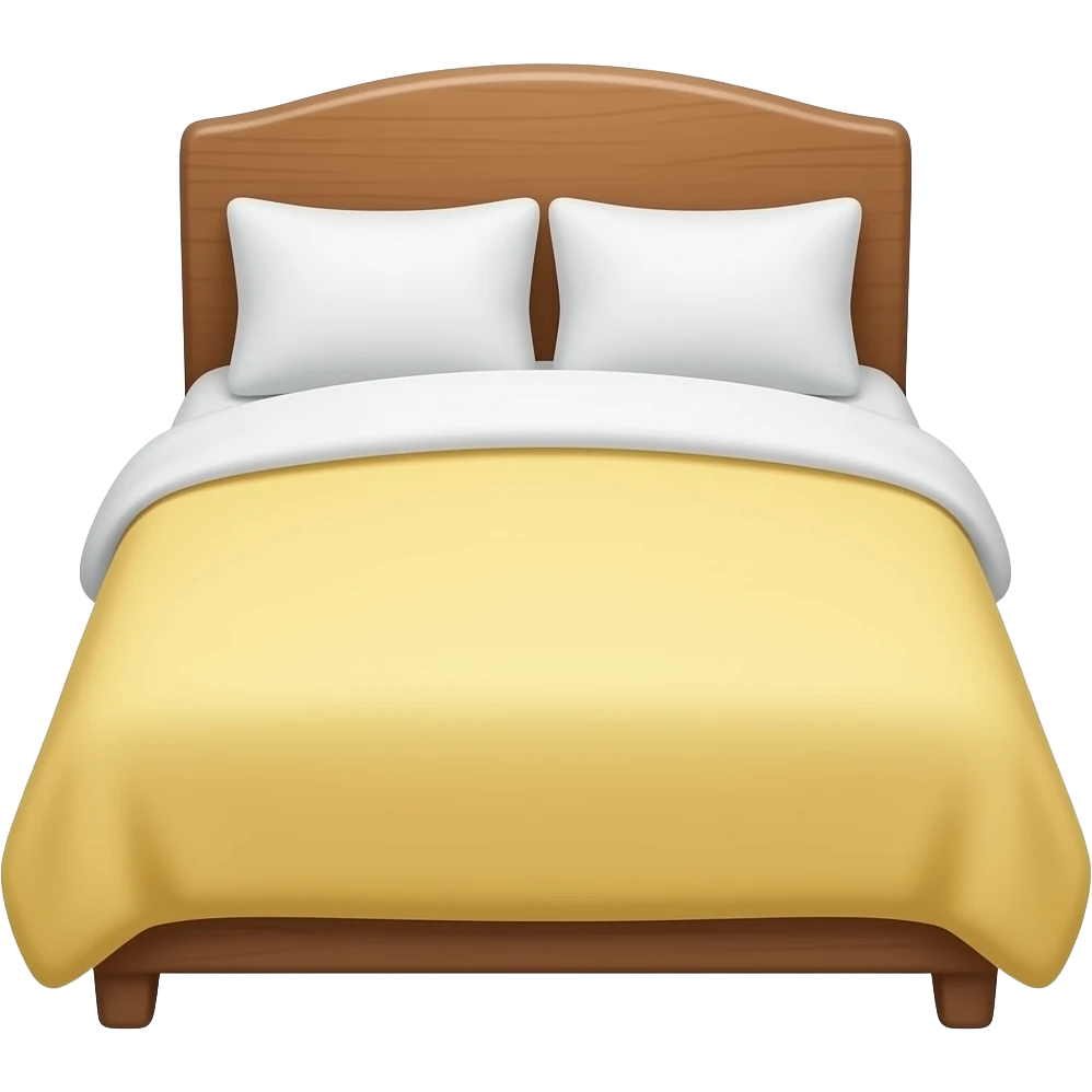 cozy bed front view and light yellow color emoji