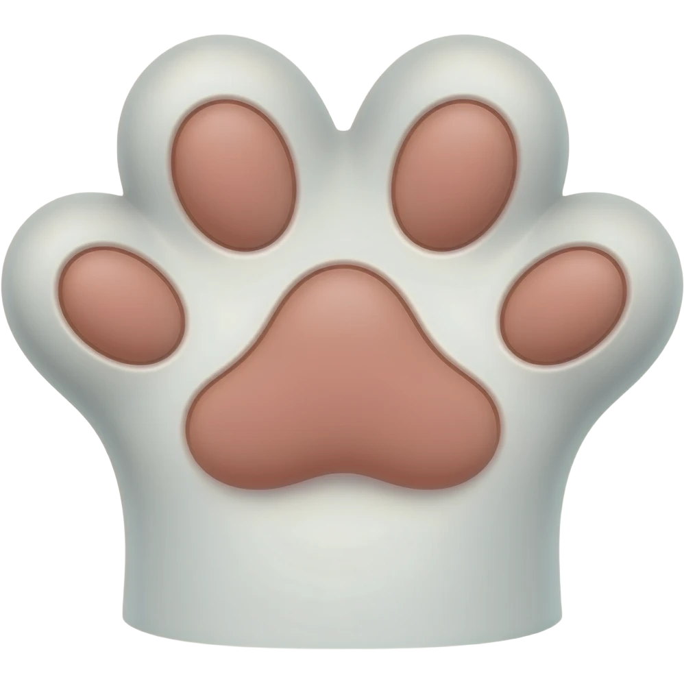 Белая кошачья лапка с розовыми подушечками emoji