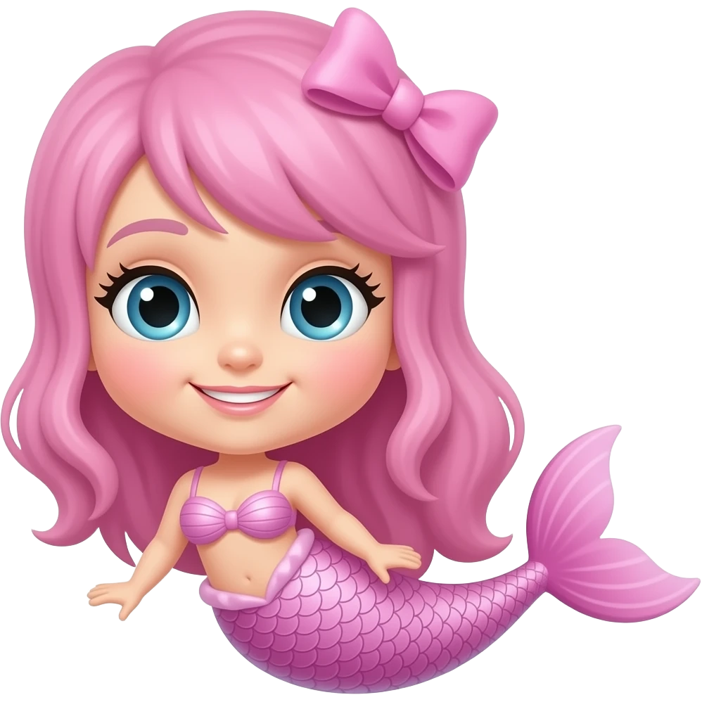 A pink mermaid with a bow on the head emoji