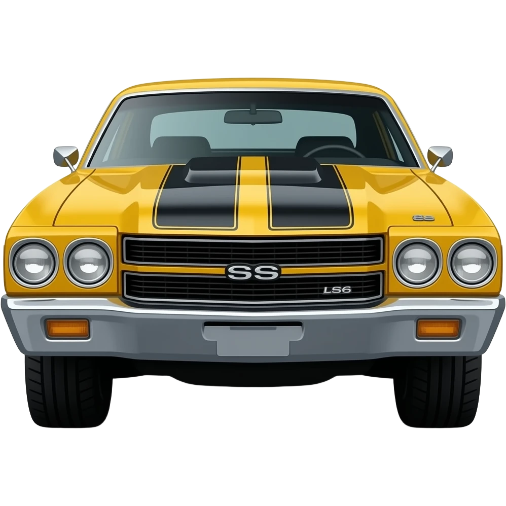 Yellow 1970 Chevrolet Chevelle SS LS6 , hyper real, highly detailed emoji