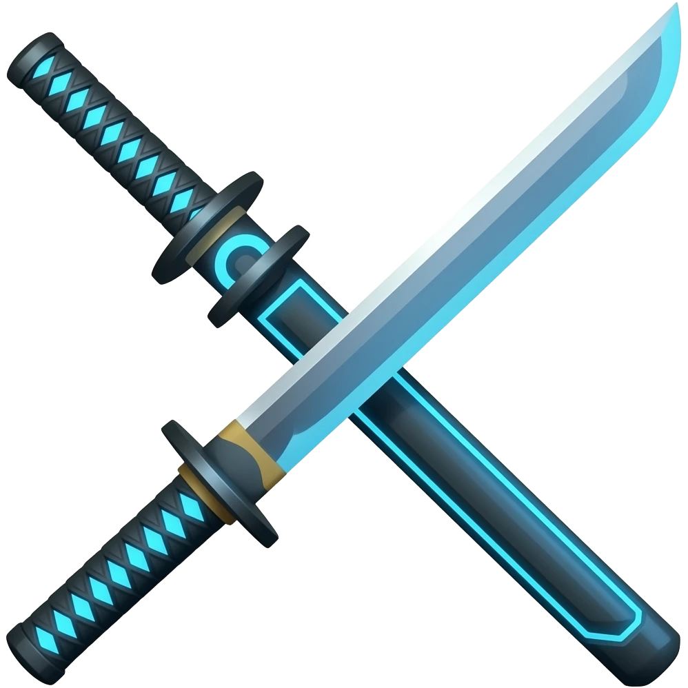 blue cyberpunk samurai sword emoji