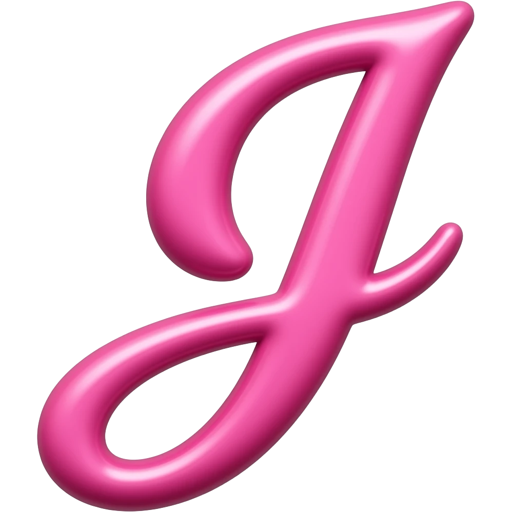 pink glossy letter uppercase Jelena in a cursive style emoji