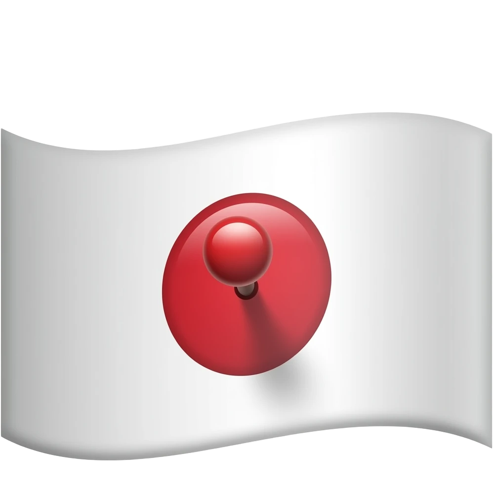 White flag with red round push pin on it emoji
