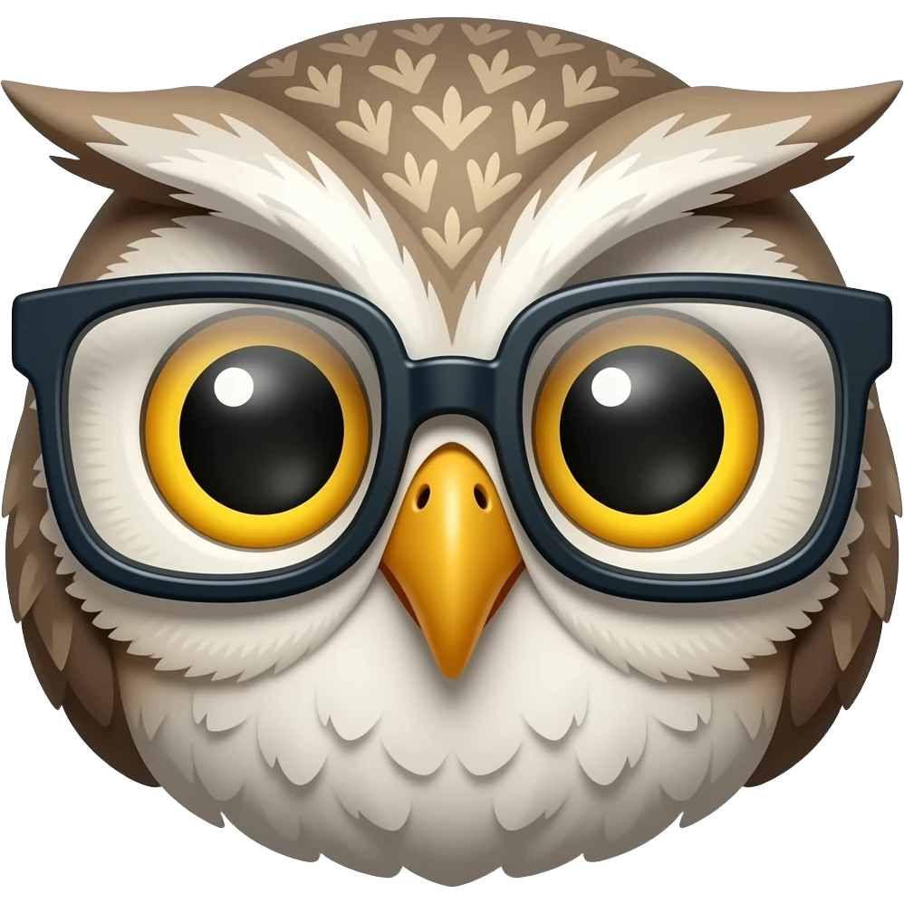 owl face with glasses square full screen emoji