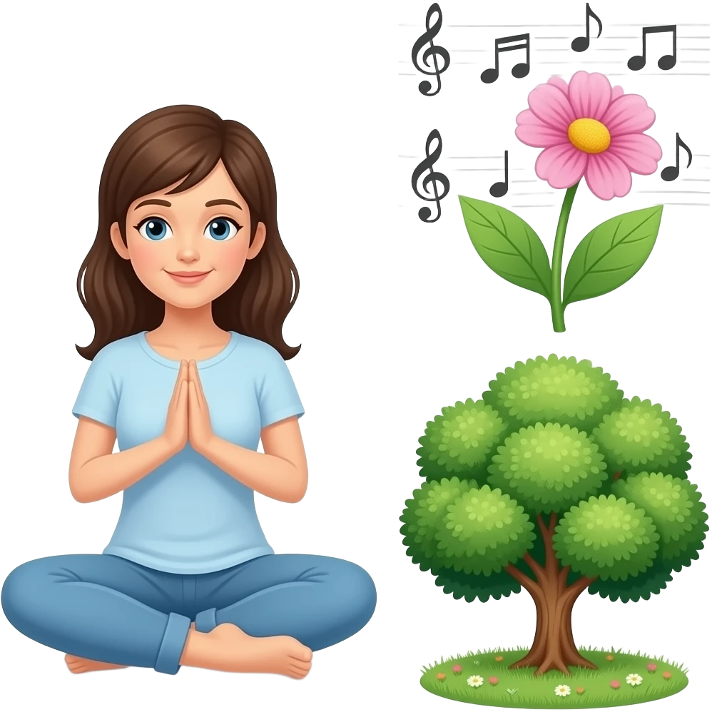 🧘🏼‍♀️🎶🌸🌳 emoji