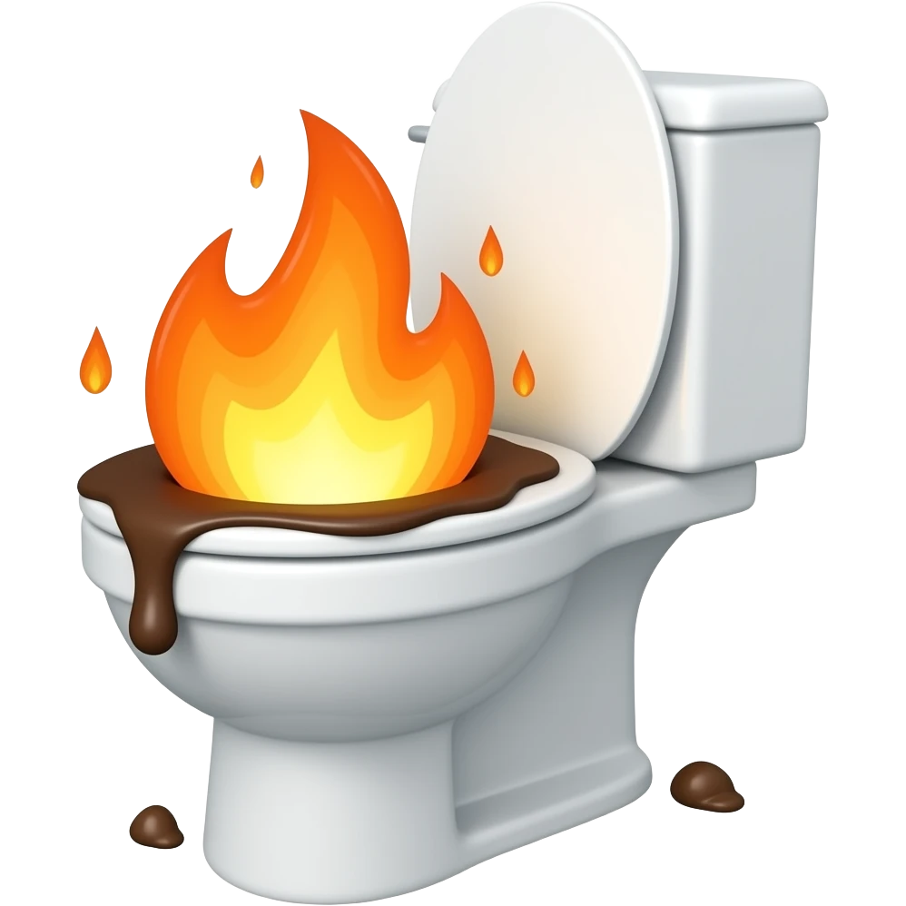 poop on fire on toilet emoji
