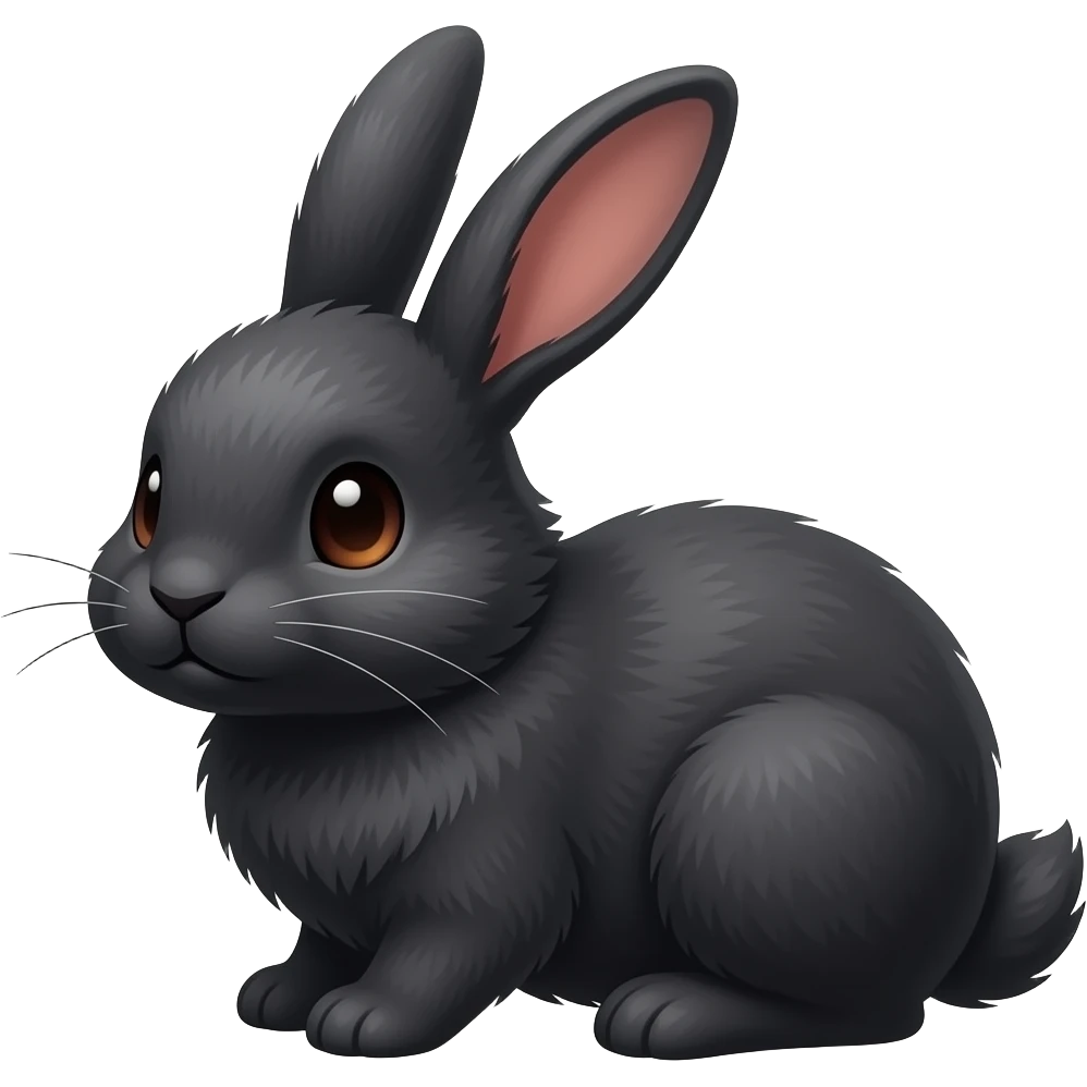 Please make me cute but old black little bunny with a little head tilt emoji