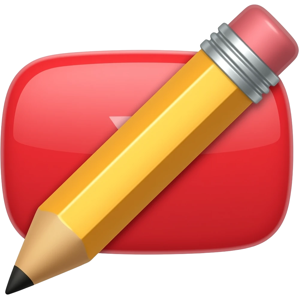 Icône de YouTube avec un crayon à papier qui le traverse emoji