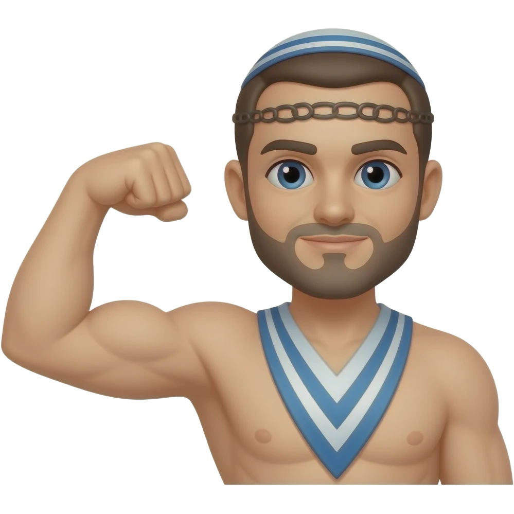 Flexed Bicep with tefillin emoji
