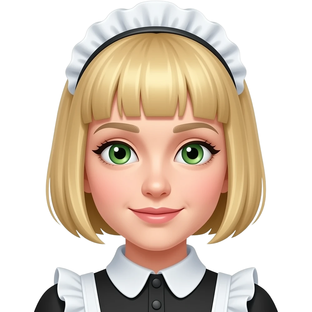 Green eyes maid blonde and short hair more shorter very shorthar emoji