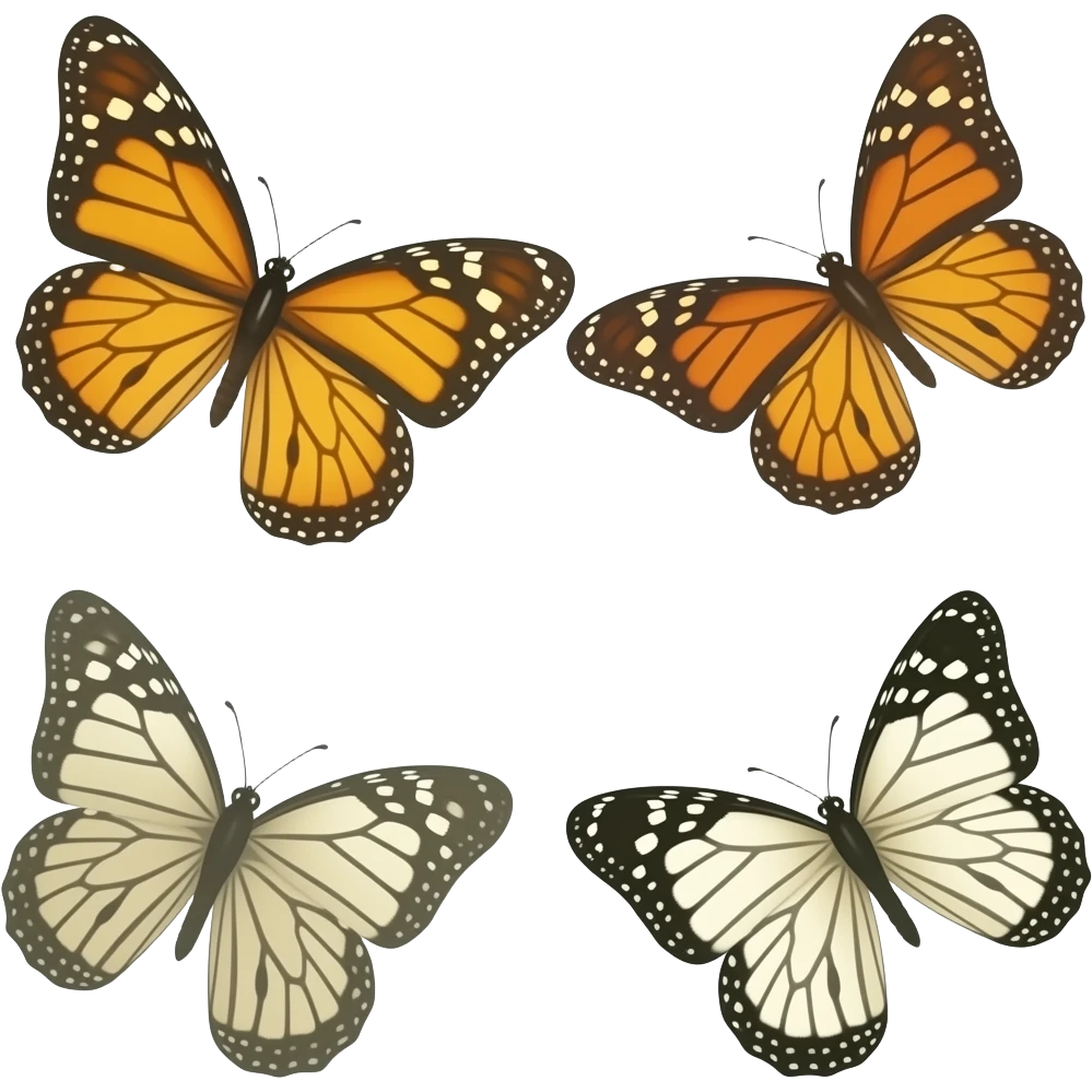 3 butterflies flying. No background emoji