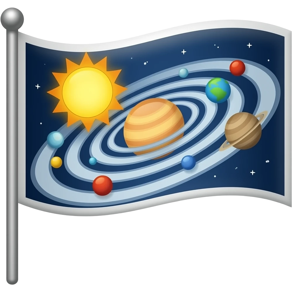 White flag with solar system on it emoji