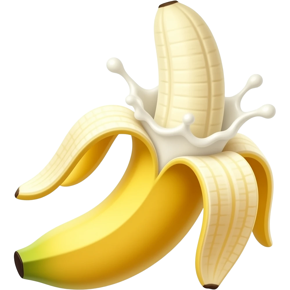 банан  вертикально, брызги молока emoji