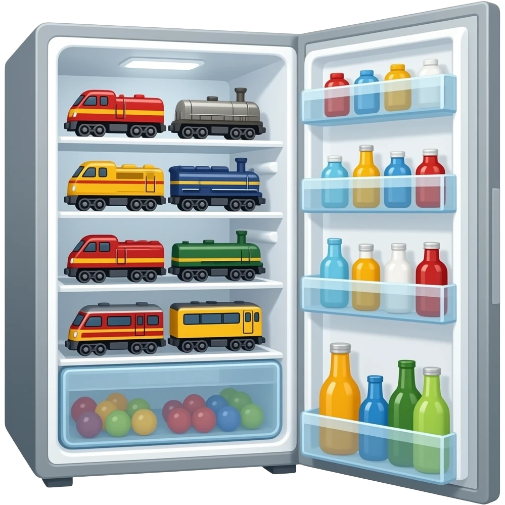 A fridge full of trains emoji