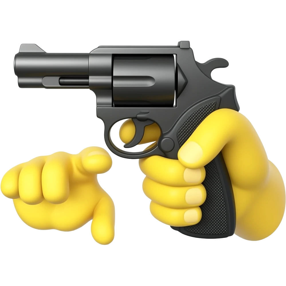 Side view of Yellow Hand holding pistol emoji