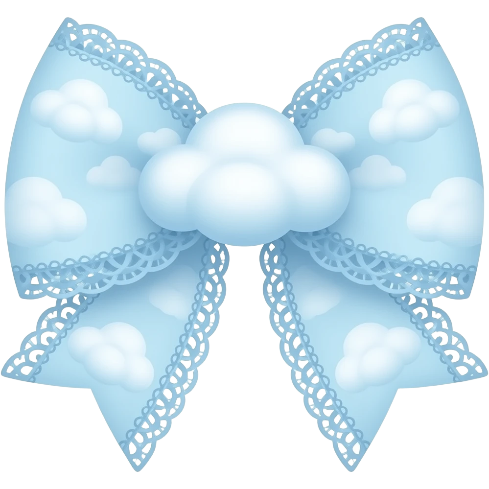 Cute cloudy light blue bow lace coquette bow emoji