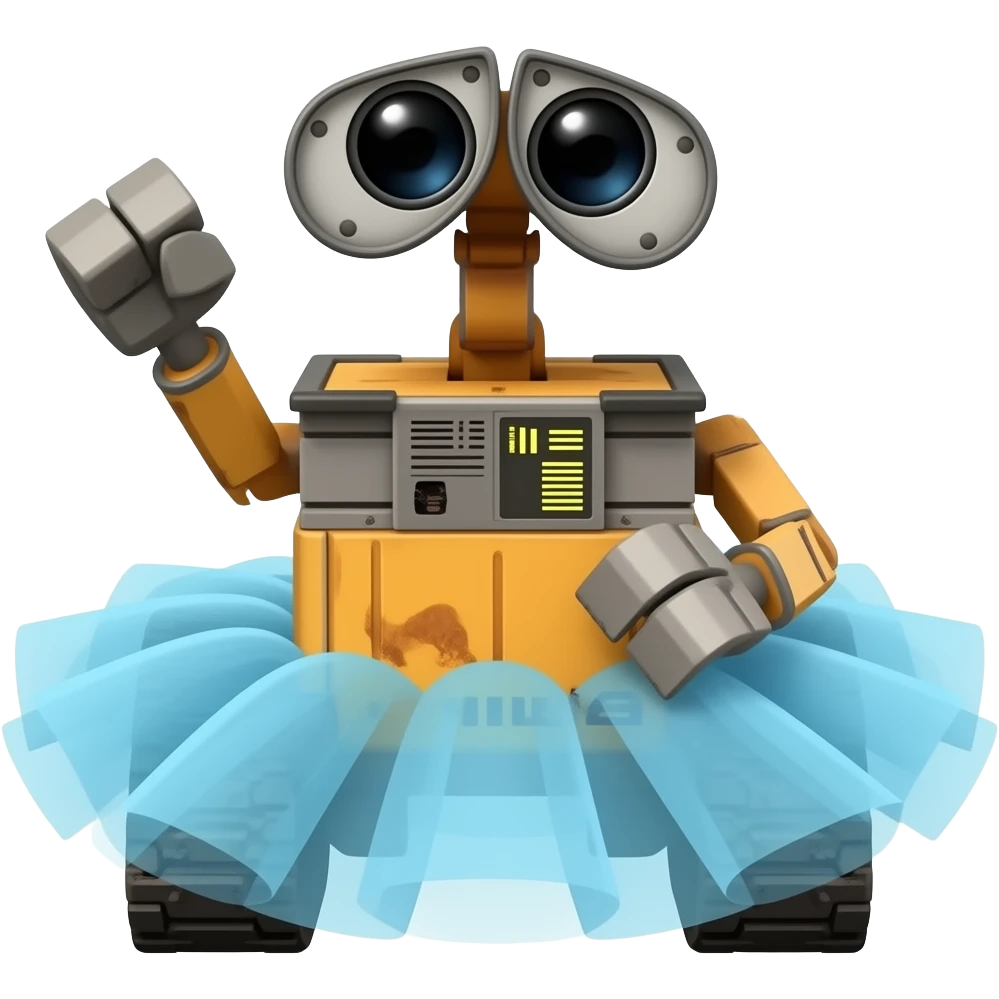 wall-e wearing a light blue tutu emoji