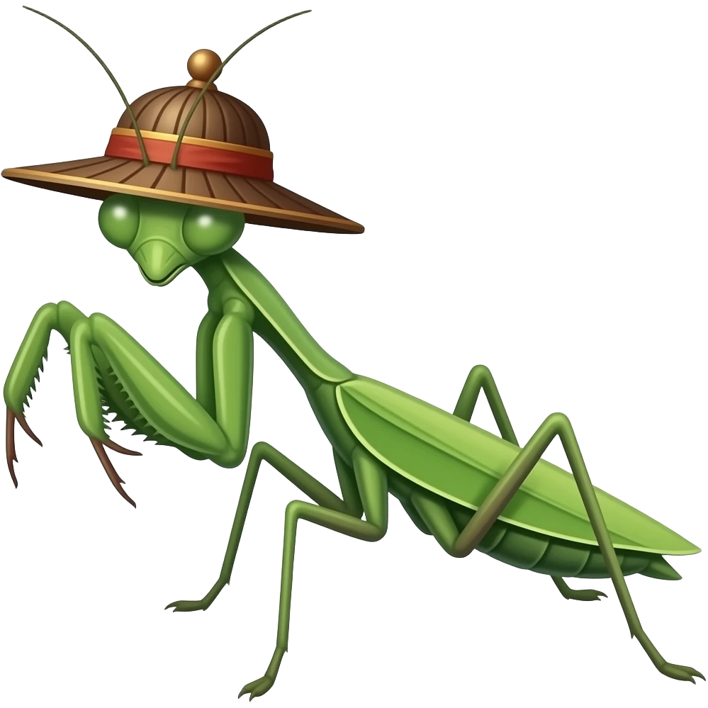 mantis religiosa con sombrero oriental emoji