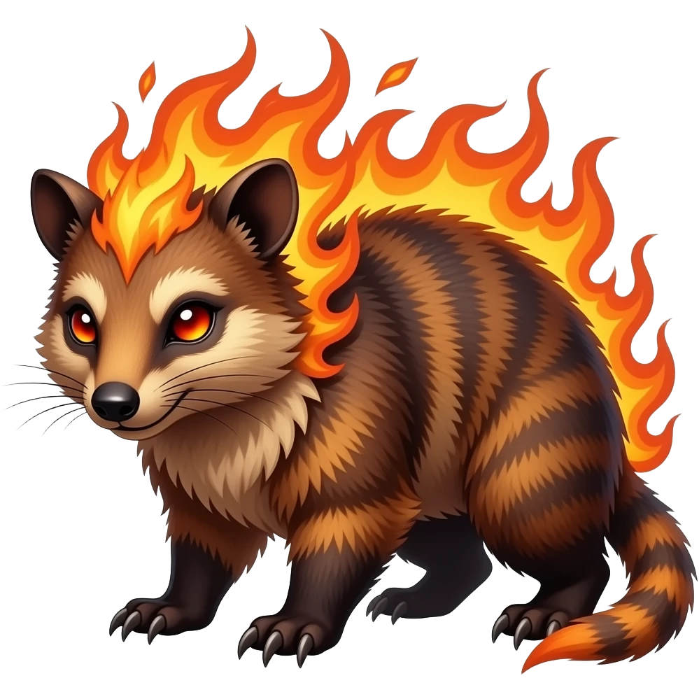 Fiery Handsome Wicked Cool Hot Edgy Badass Numbat-Trico-Civet-Vernid-fusion-hybrid-creature emoji