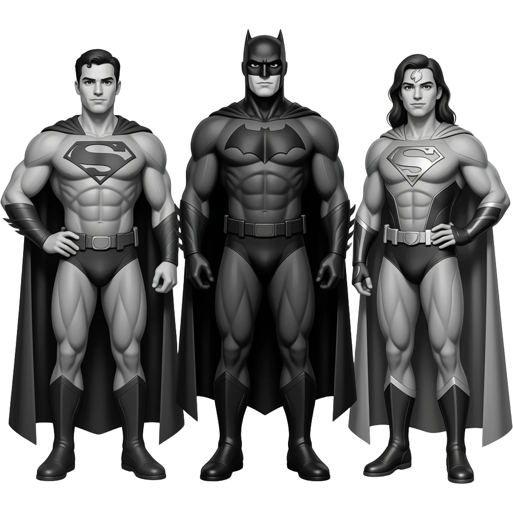 Justice League in black and white emoji