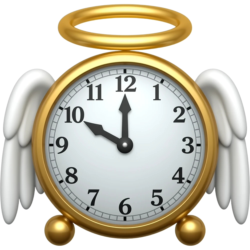 A 'clock with wings and a Halo on its head emoji