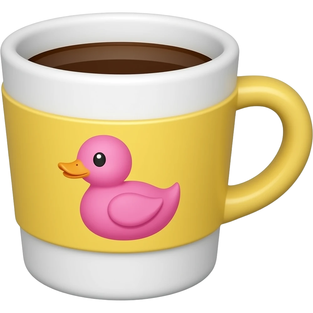Cofee cup yellow whit pink duck emoji