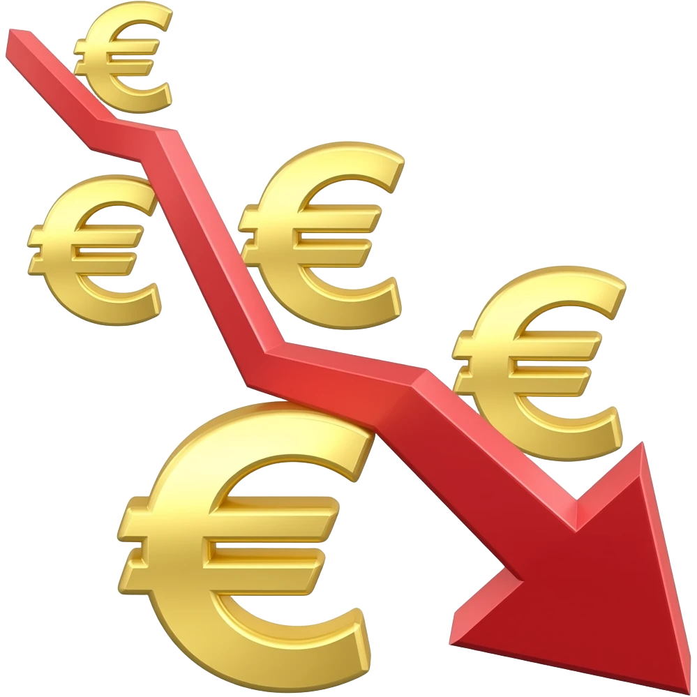 graph going down in red with euros emoji