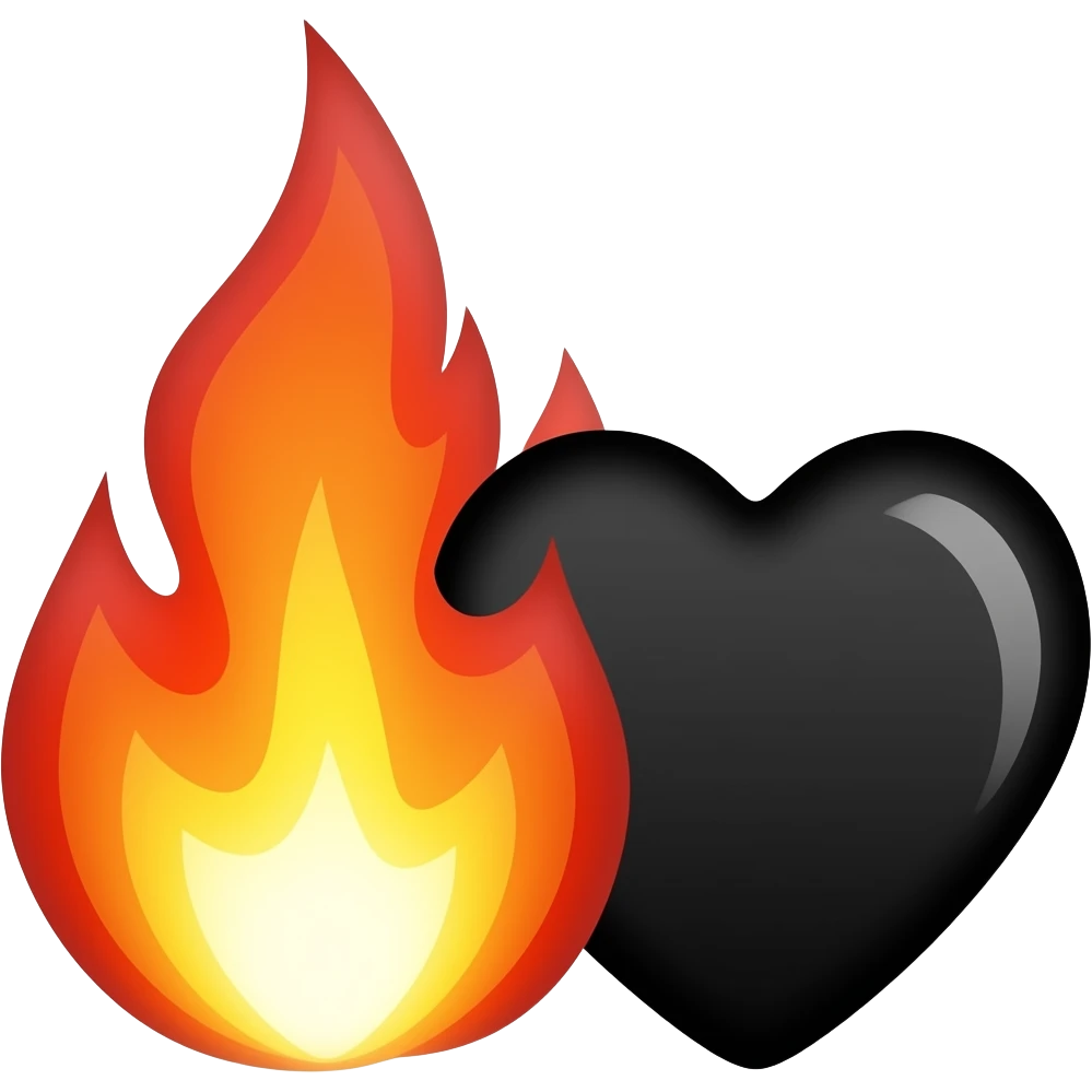 🖤🔥 the black Fire & the heart emoji | AI Emoji Generator