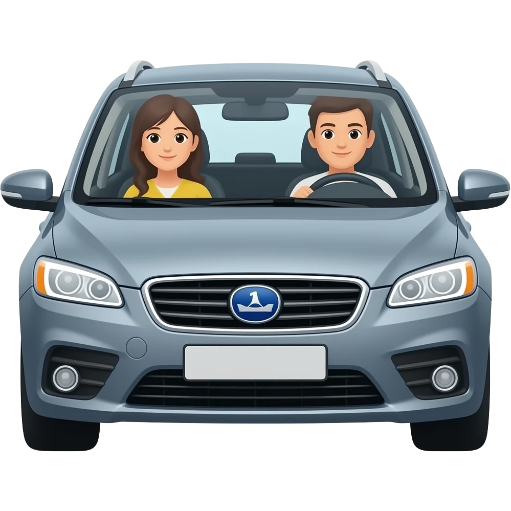 people in a car on a road emoji