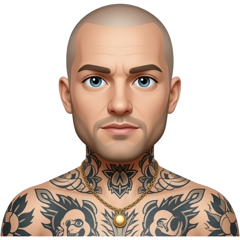 Bald guy tattoos emoji
