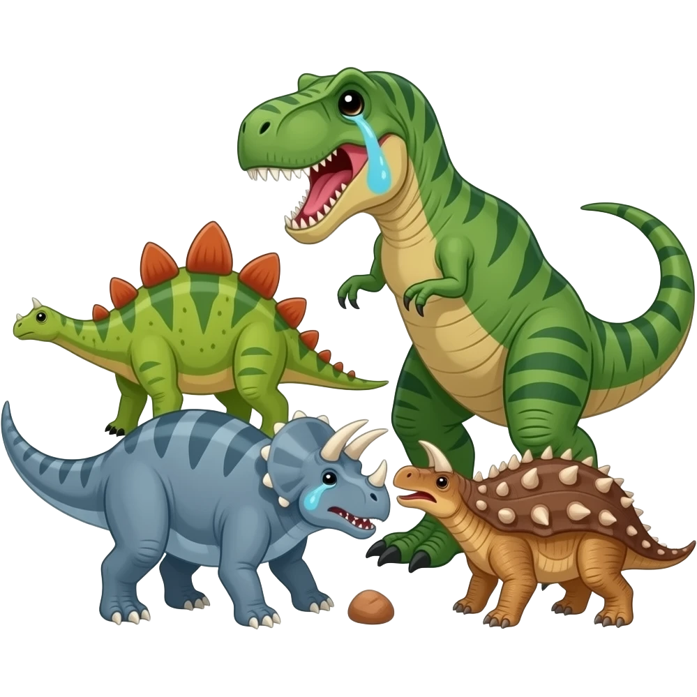 Triceratops,stegosaurus and ankylosaurus hits T. rex T. rex cries emoji