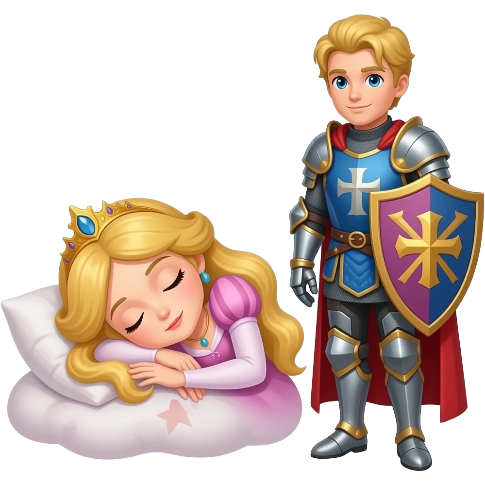 Uzun tırnaklı uyuyan bir tane prenses yap yanında şovalyesi olsun şovalyesi onun yanına o hep uyusun emoji